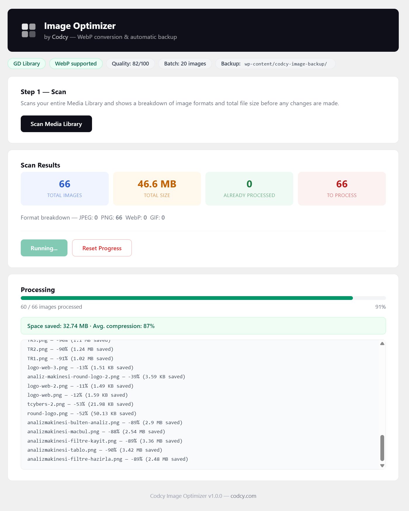 Scan and processing view